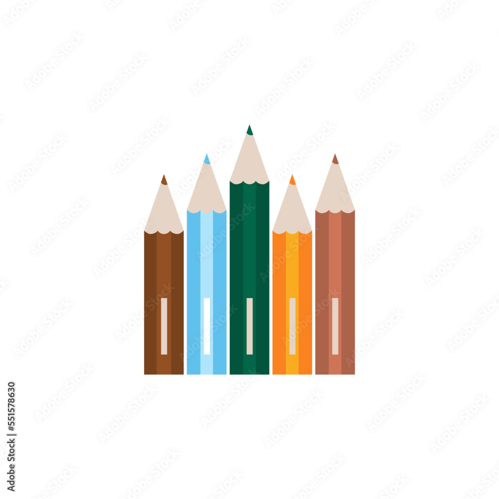 Colored pencil set isolated on white background Colored pencil set isolated on white background