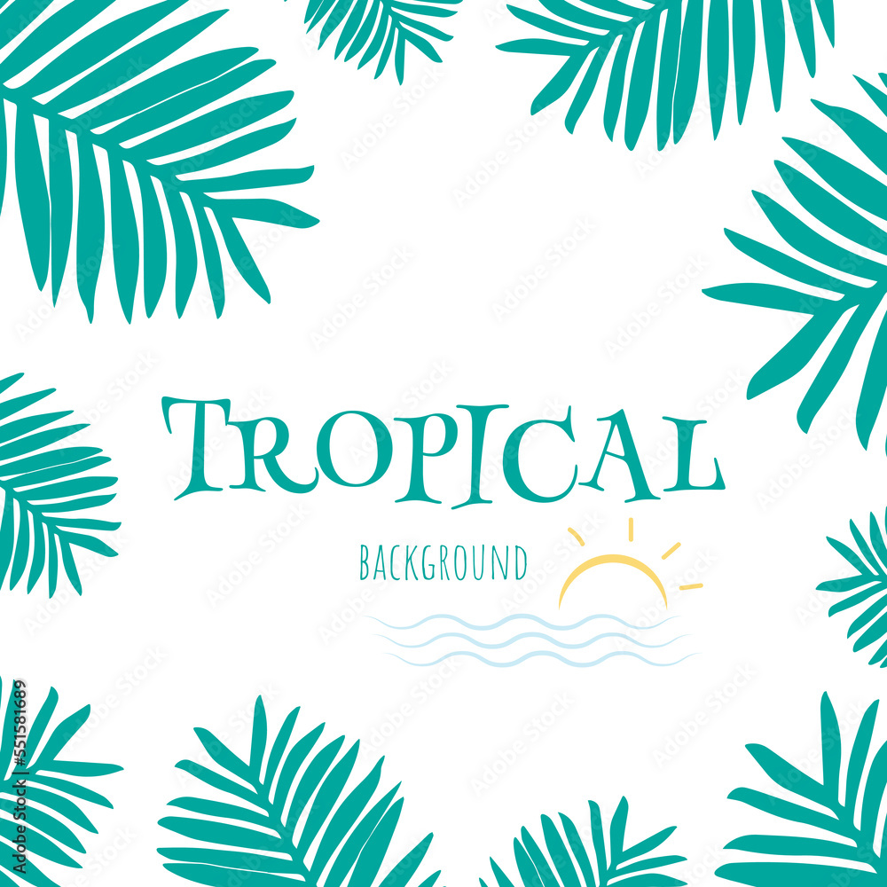 Tropical leaves and lettering card