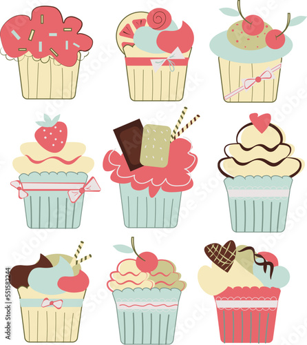 deliciouse cupcake.Dessert vector illustration