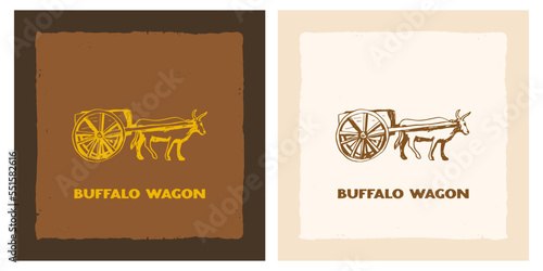Buffalo wagon western rough icon logo