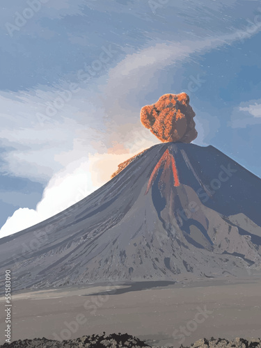 volcano eruption with smoke