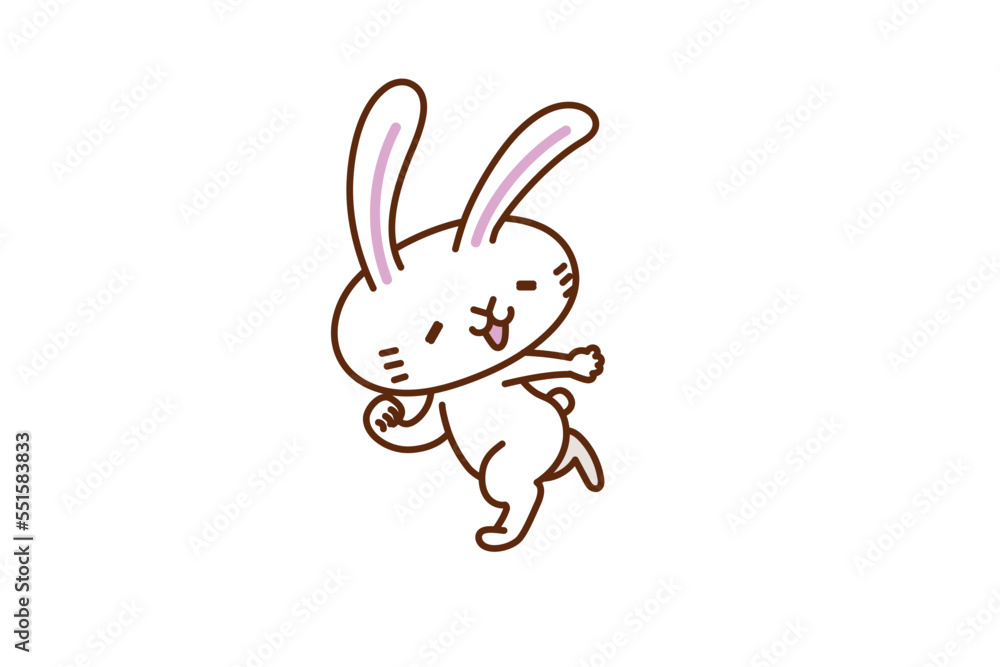 ウサギのキャラクターイラストシリーズ 「バトンを受け取るウサギ」 ウサギのキャラクターイラストシリーズ 「バトンを受け取るウサギ」