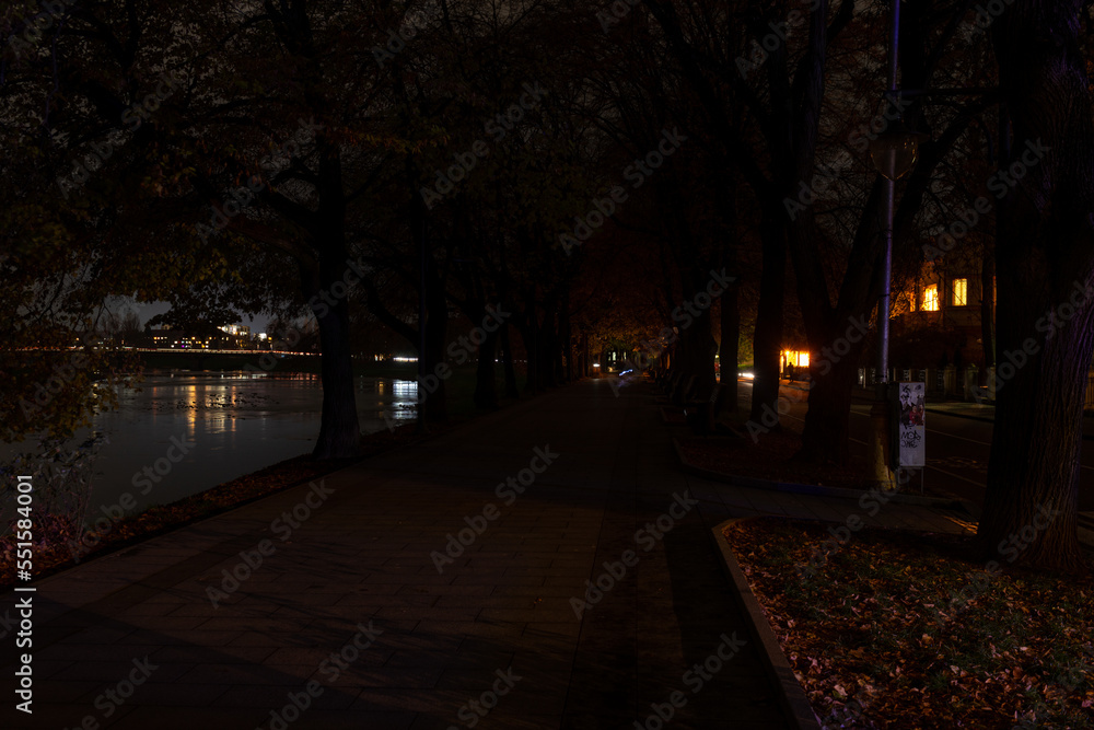 Obraz premium Blackout in the Ukraine streets without street lighting. 