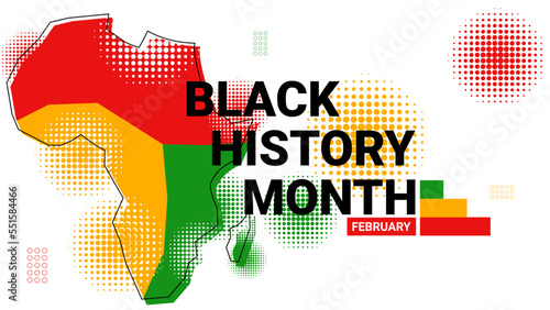Black history month map halftone background vector illustration flat style. Suitable for poster, cover, web, social media banner.