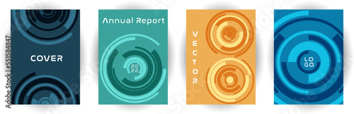 Annual report cover page layout vector collection with aim goal circle pattern concept.