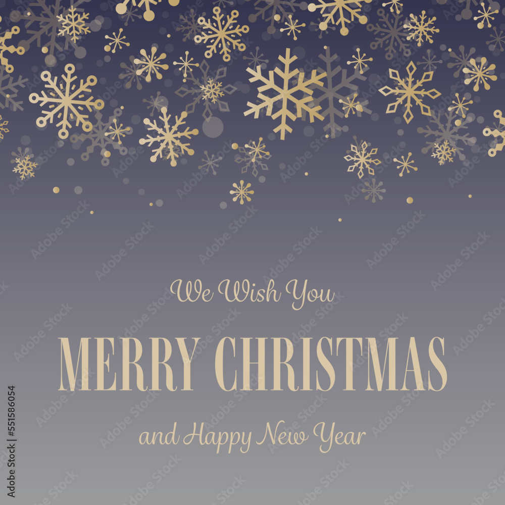Christmas greeting card with golden snowflakes. Vector illustration Christmas greeting card with golden snowflakes. Vector illustration