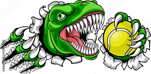 Dinosaur Tennis Player Animal Sports Mascot
