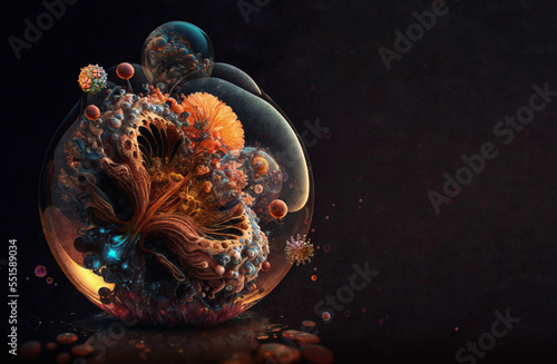 Virus colony medical 3D illustration. Coronavirus covid-19 flu, herpes, rhinovirus, HPV infection, HIV, adenovirus, influenza, corona illness virus cells disease epidemic, pandemic strains research photo