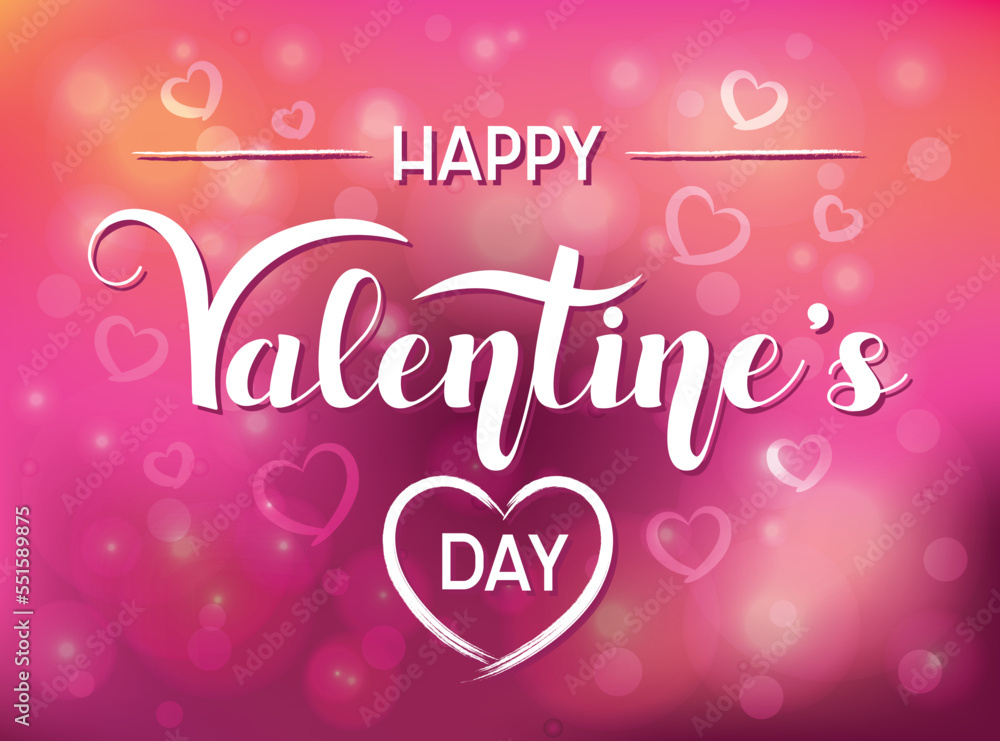 Hand lettering Happy Valentine's Day. Postcard Happy Valentine's Day. Hand lettering Happy Valentine's Day. Postcard Happy Valentine's Day.