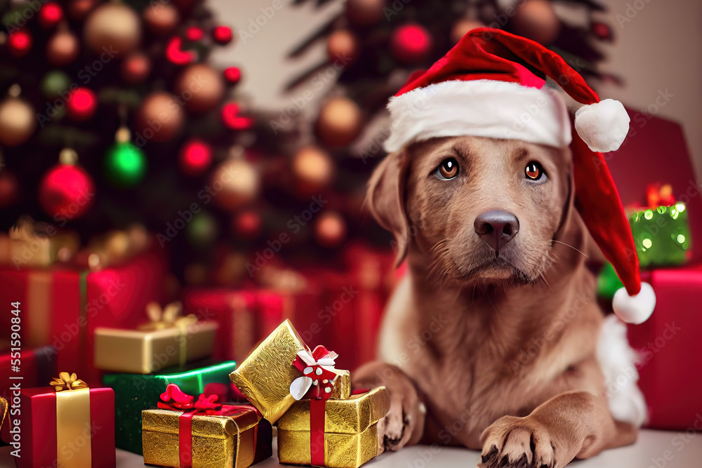 dog in christmas