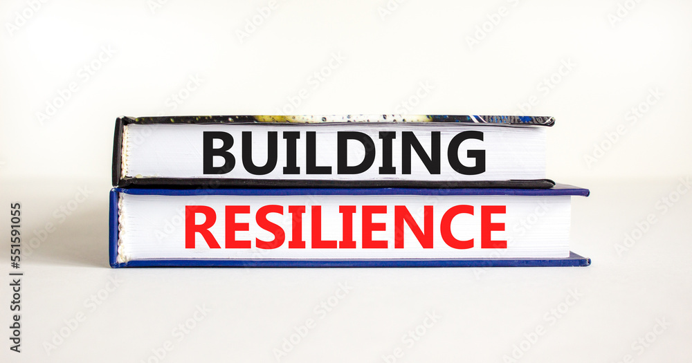 Building resilience symbol. Concept word Building resilience typed on books. Beautiful white table white background. Business and building resilience concept. Copy space.