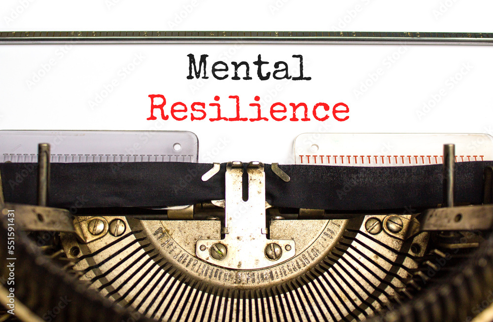 Mental resilience symbol. Concept word Mental resilience typed on retro old typewriter. Beautiful white background. Business psychological and mental resilience concept. Copy space.