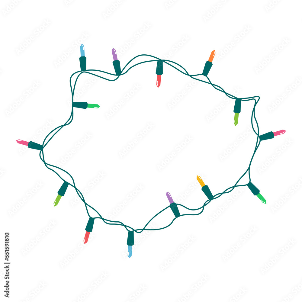 Naklejka premium Christmas lights string isolated on white background