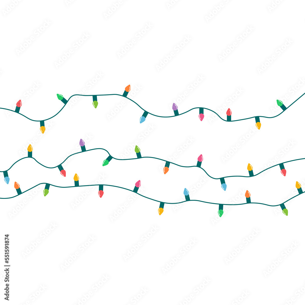 Christmas lights string isolated on white background Christmas lights string isolated on white background