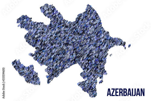 The map of the Azerbaijan made of pictograms of people or stickman figures. The concept of population, sociocultural system, society, people, national community of the state. illustration. photo