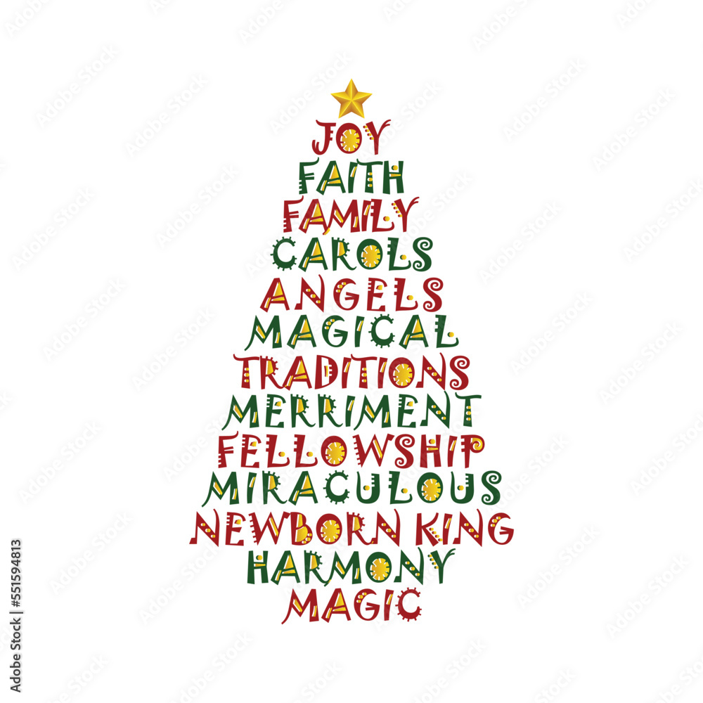 merry Christmas tree Calligraphy 