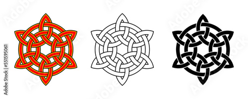 Celtic Knot Decorative Ornament Vector Illustration Set Isolated on White