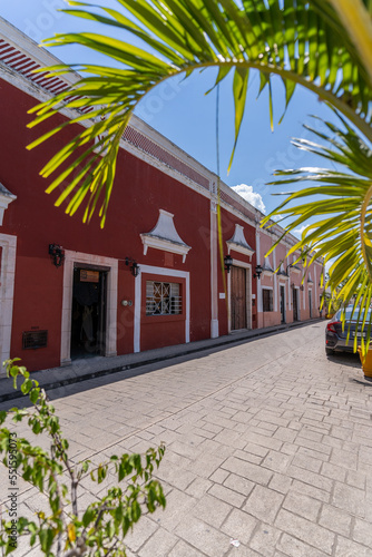 Historical street Calzada de Los Frailes, Yucatan, Mexico. photo