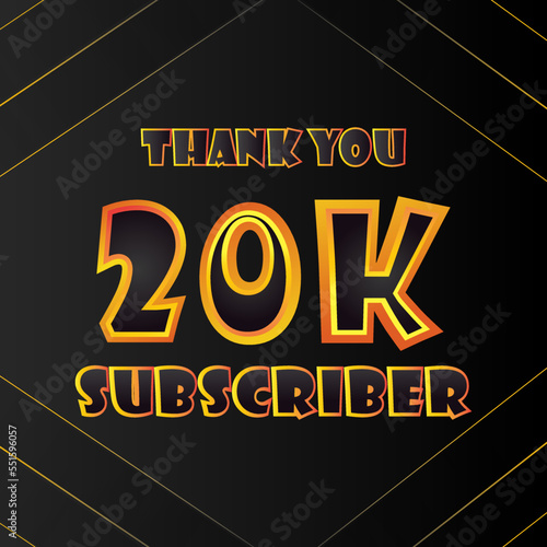 20k subscribers thank you post with speech creative concept and decoration. Bright festive thanks for 20000 networking likes. 20k subscribers banner. Vector illustration.