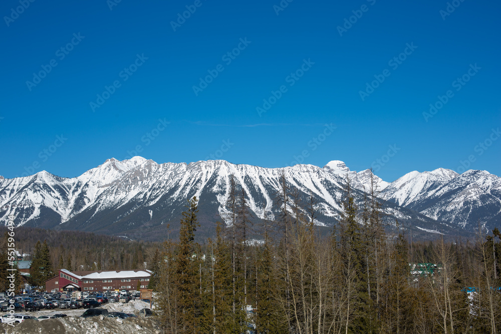 Mountain range on a sunny day with clear blue sky