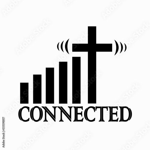 Connected Cross WiFi. Christian faith, logo design, connection.