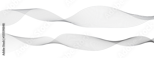 Abstract wavy gray blend liens design on white background. Digital frequency track equalizer. Vector illustration, Wavy stylized it make using blend tool.