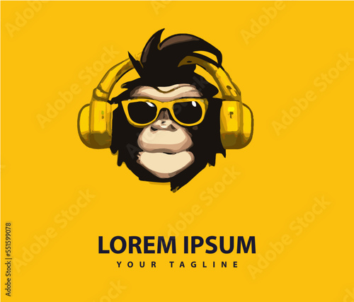 Photography Awesome cool monkey logo design. Vector illustration.