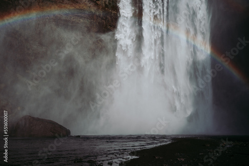 Obraz na plátně Magnificent waterfall Skogafoss calling also Floki waterfall in Iceland cascadin