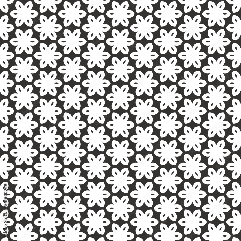 Floral Shaped Black White Colour Tiles Textile Interior Design Fabric Clothes Decorative Elements Laminates Fashion Graphics Print Wrapping Paper Banner Backdrop Background Wallpaper Geometric Pattern