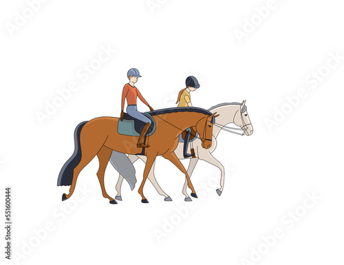 Young riders during equestrian training © irinamaksimova