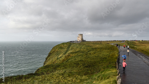 O'Brien's Tower, at the end of a walking path at the scenic Cliffs of Moher in County Clare, Ireland.