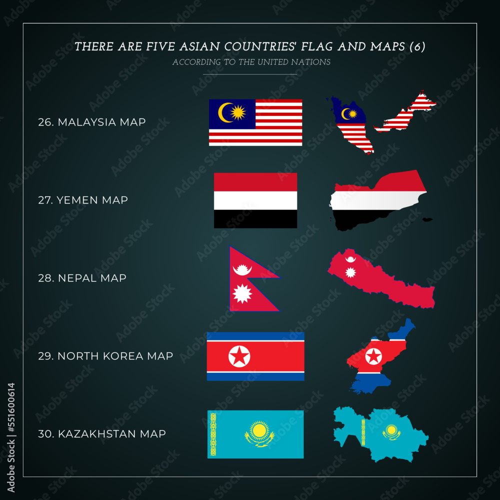 Five Asian countries Flag And Maps Vector (6) Stock Vector Adobe Stock Five Asian countries Flag And Maps Vector (6) Stock Vector Adobe Stock