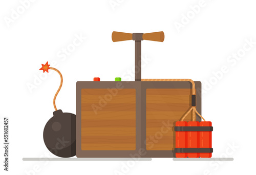 Vector illustration of explosive objects Concept of dynamite sticks, isolated on a white background. 