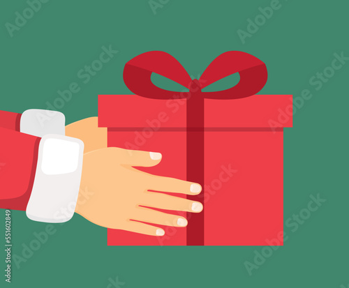 santa claus hand's with gift - vector illustration
