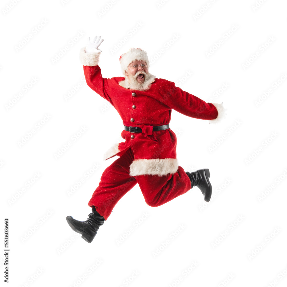 Santa Claus jumping isolated on white Santa Claus jumping isolated on white