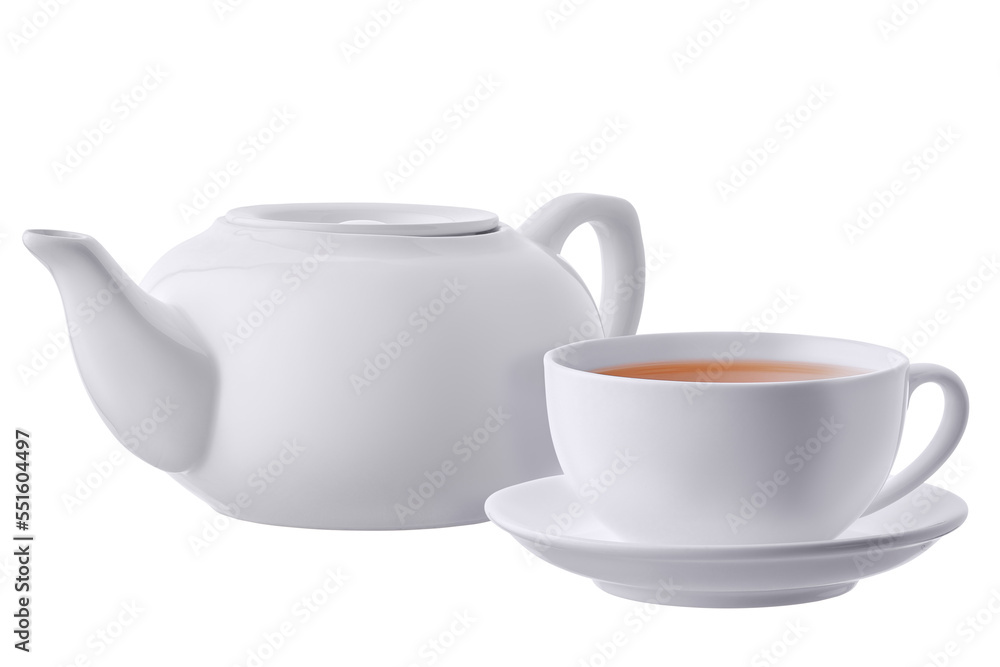 Ceramic tea set on white background Ceramic tea set on white background