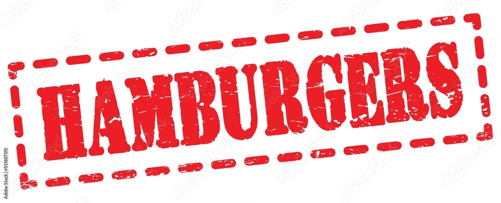 HAMBURGERS text written on red stamp sign. HAMBURGERS text written on red stamp sign.