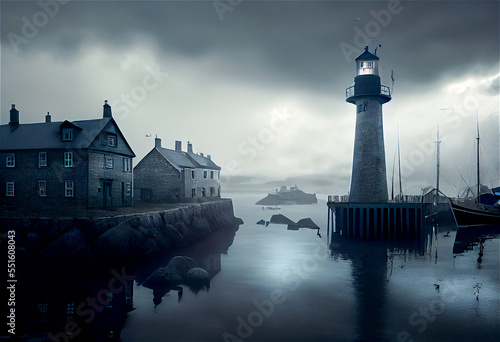 lighthouse in a gray day, g...