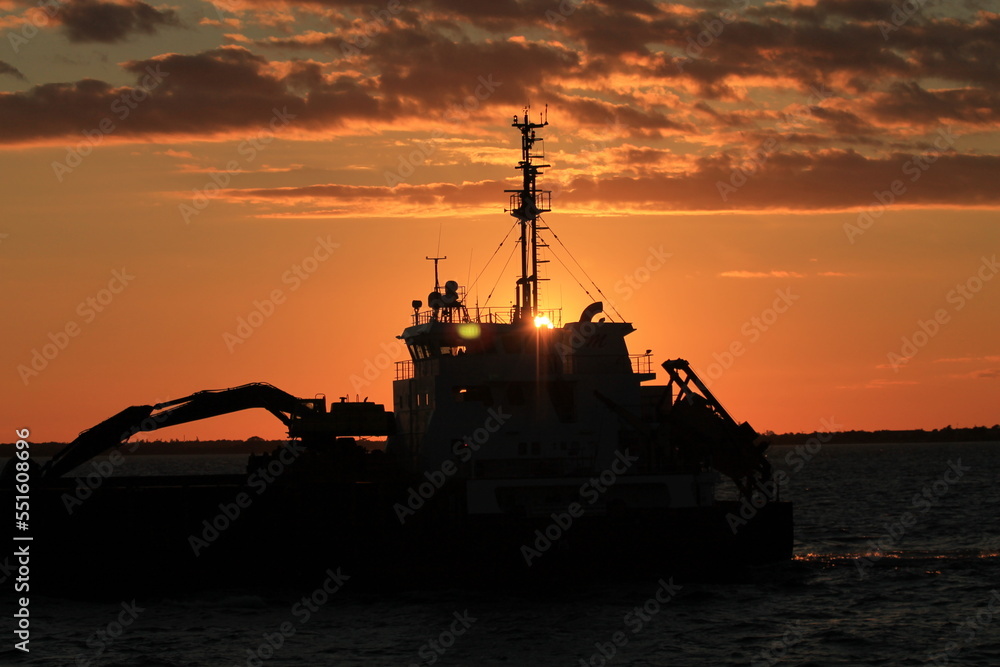  ship in sunset