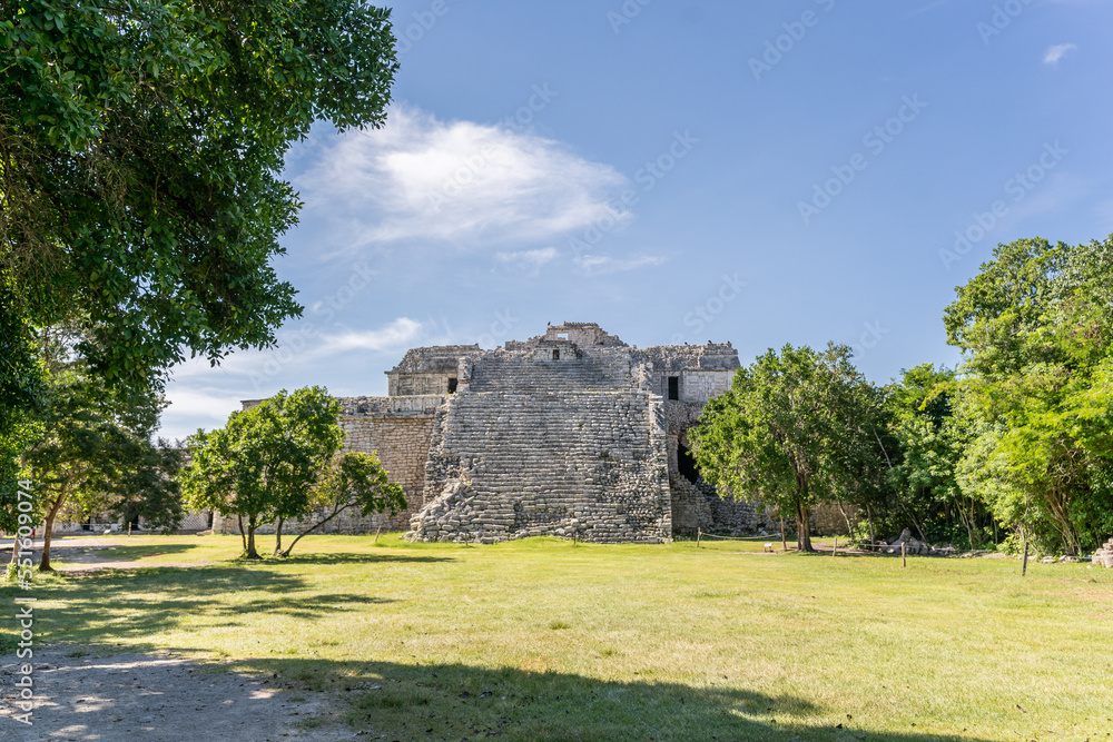 The ruins of a beautiful pyramid in the archaeological zone of Chichen Itza in Mexico. The ruins of a beautiful pyramid in the archaeological zone of Chichen Itza in Mexico.