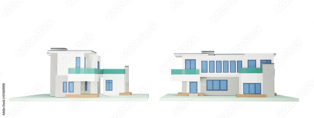 Fototapeta premium Modern luxury white house with garage.