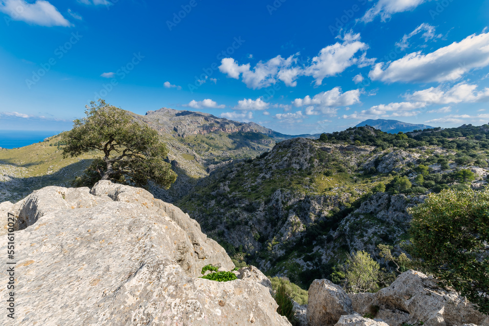 Landscape, view Serra de Tramuntana, Spain Mallorca. Landscape with mountains