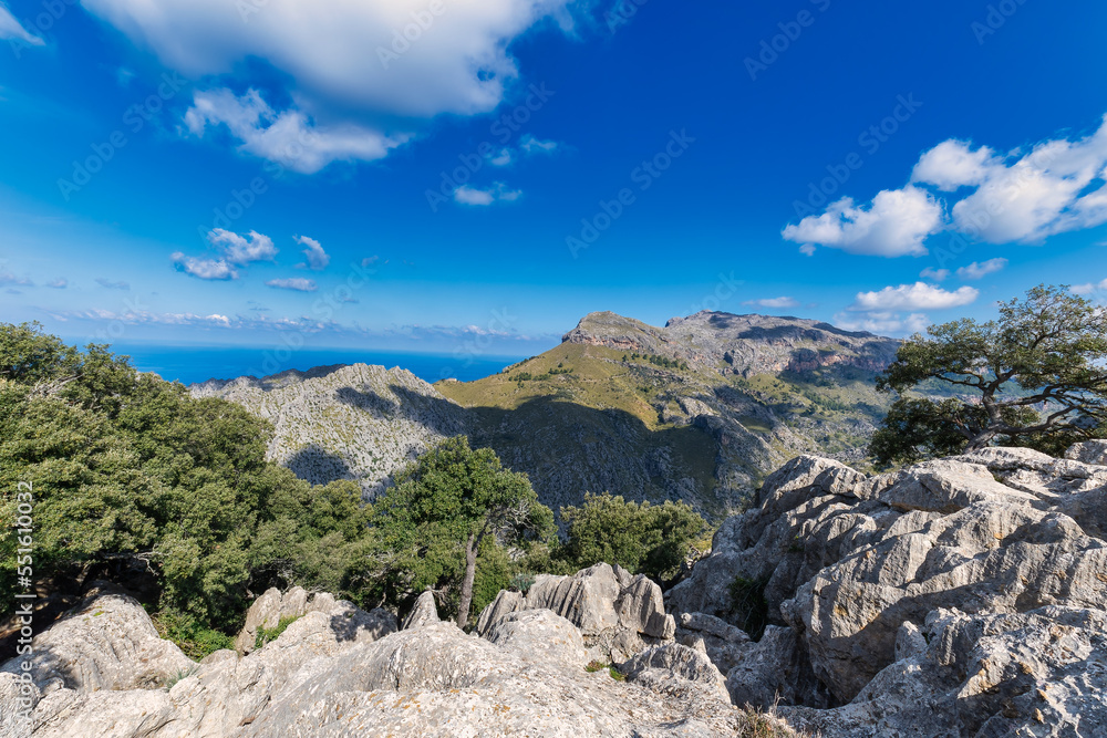 Landscape, view Serra de Tramuntana, Spain Mallorca. Landscape with mountains Landscape, view Serra de Tramuntana, Spain Mallorca. Landscape with mountains