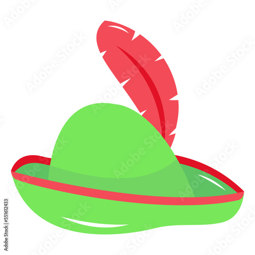 An editable flat icon of pirate hat 