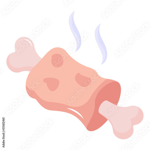 Get a flat icon of cooked meat