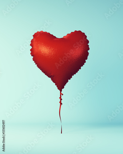 Red Valentine's Day Heart Shaped Balloon Valentine Love Symbol Blue Background 3d illustration render