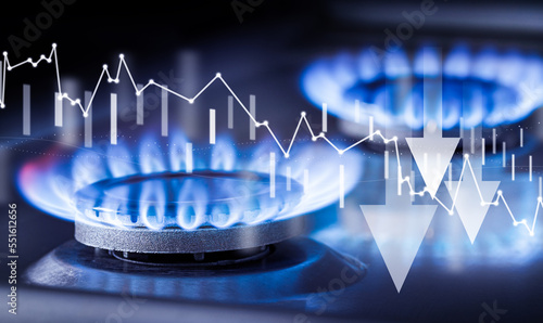 Tablou pe pânză two gas burners and price reduction concept chart