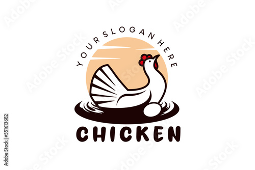 Laying hen logo design, chicken farm,vintage style chicken logo
