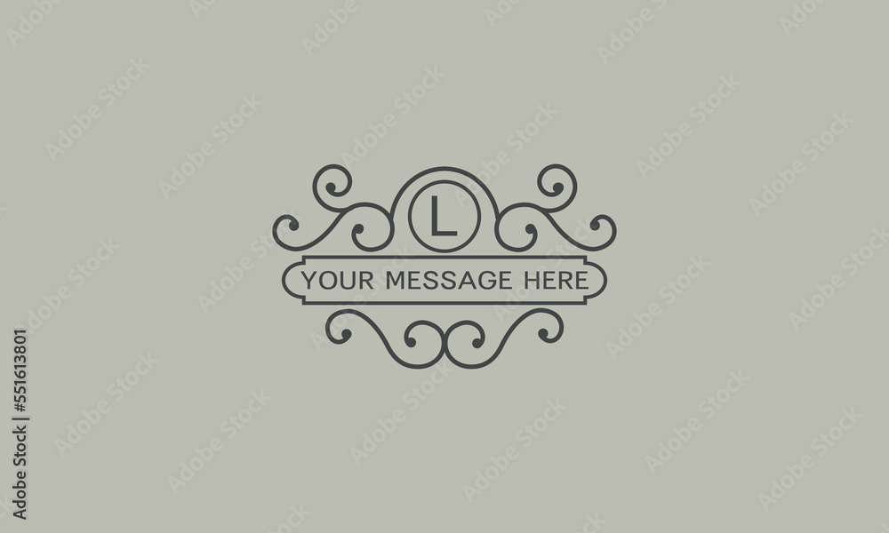 Creative logo design template and initial L. Vector illustration, elegant monogram with place for text Creative logo design template and initial L. Vector illustration, elegant monogram with place for text