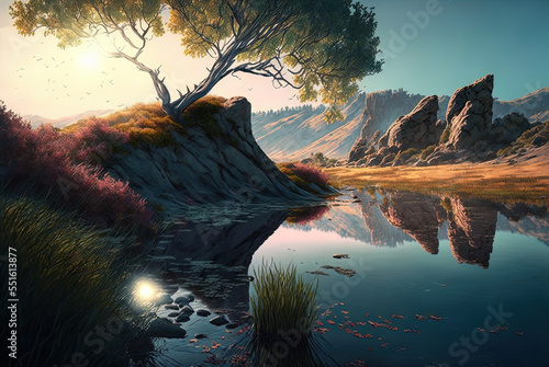 Tablou canvas Exquisite scene of nature at daybreak Generative AI